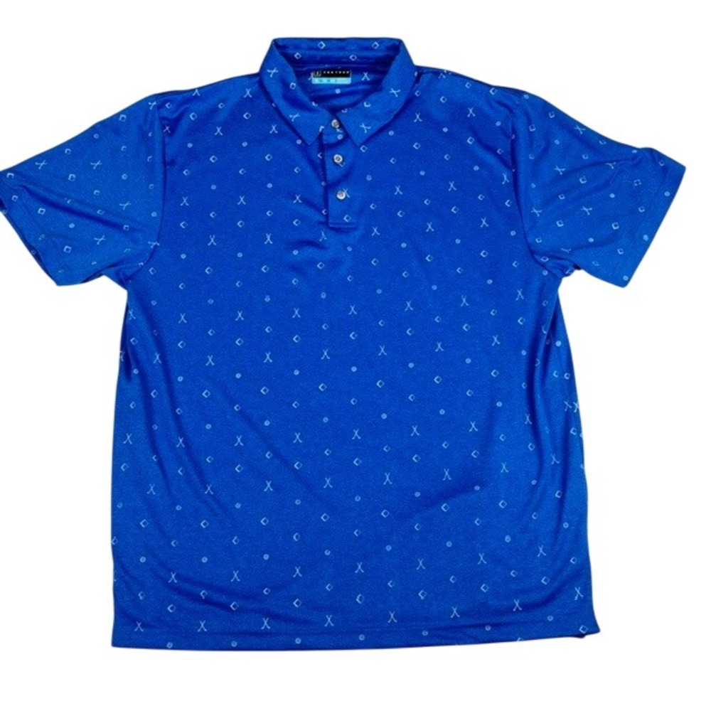 PGA Tour Mens XL Royal Blue Geometric Golf Micro Print Performance Polo Shirt